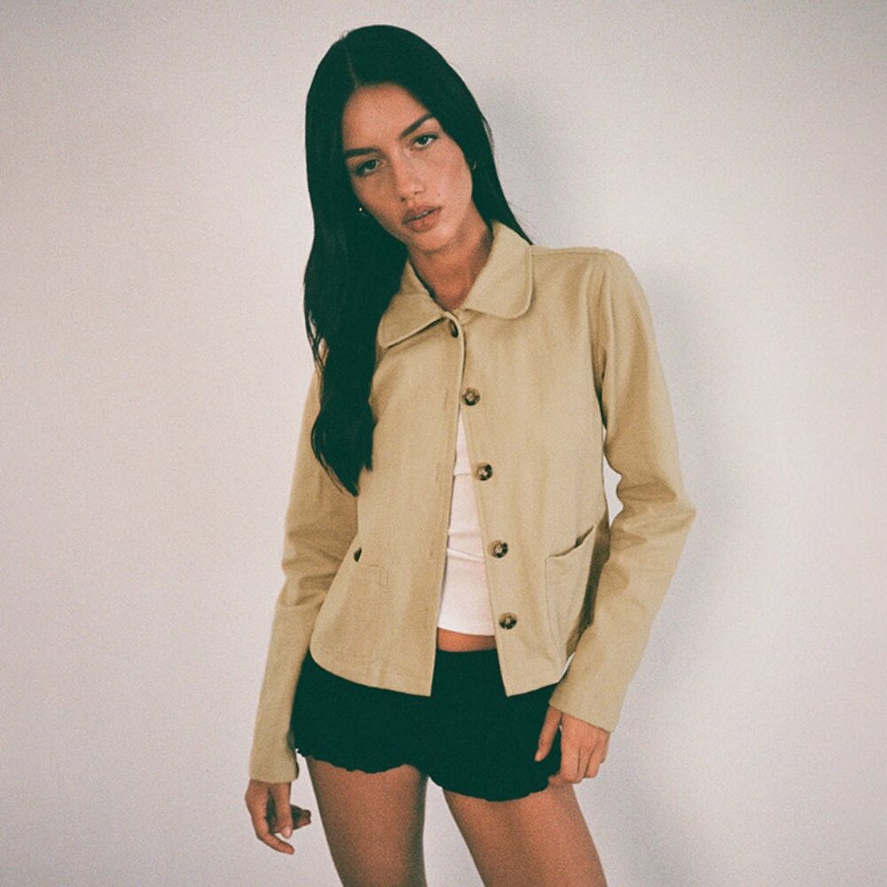 Motel Rocks Tan Jacket, Size XS - Picture 3 of 6
